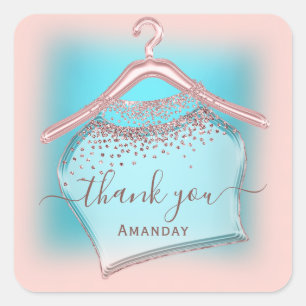 Pegatina Cuadrada Rosa Azul Gracias Comprando BOUTIQUE ONLINE