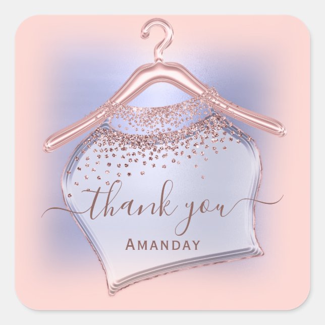 Pegatina Cuadrada Rosa Azul Gracias Comprar BOUTIQUE ONLINE SHOP (Anverso)