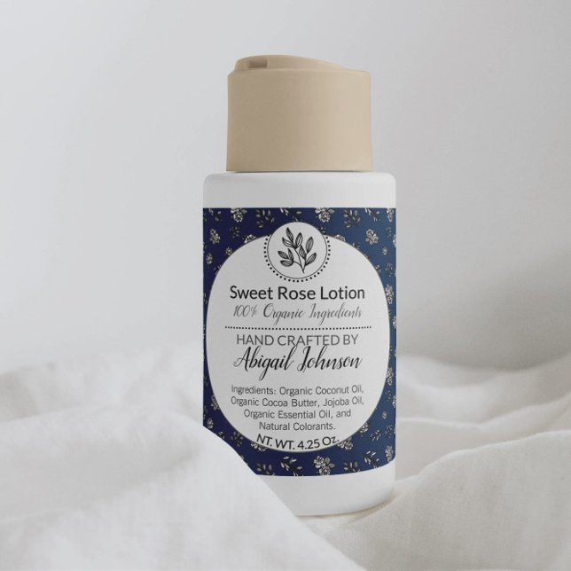 Pegatina Cuadrada Rosa azul moderno y hojas de baño y cuerpo/vara (Subido por el creador)