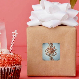 Pegatina Cuadrada Rosa Barroca 