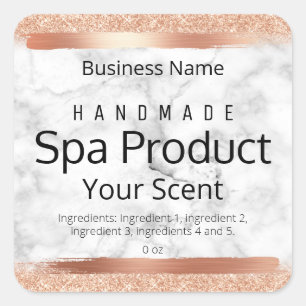 Pegatina Cuadrada Rosa Bolas de jabón de jabón de mármol de oro