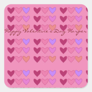 Pegatina Cuadrada Rosa bonito con el colorido Día de San Valentín