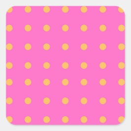 Pegatina Cuadrada Rosa con Pegatinas Yellow Dots_Fun