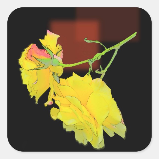 Pegatina Cuadrada Rosa cubista (Anverso)