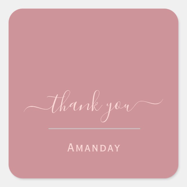 Pegatina Cuadrada Rosa de agradecimiento Tienda de negocios moderna (Anverso)