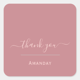 Pegatina Cuadrada Rosa de agradecimiento Tienda de negocios moderna
