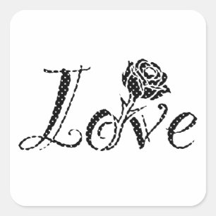 Pegatina Cuadrada Rosa de amor