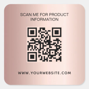 Pegatina Cuadrada Rosa de código qr de información comercial sobre o