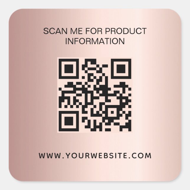 Pegatina Cuadrada Rosa de código qr de información comercial sobre o (Anverso)