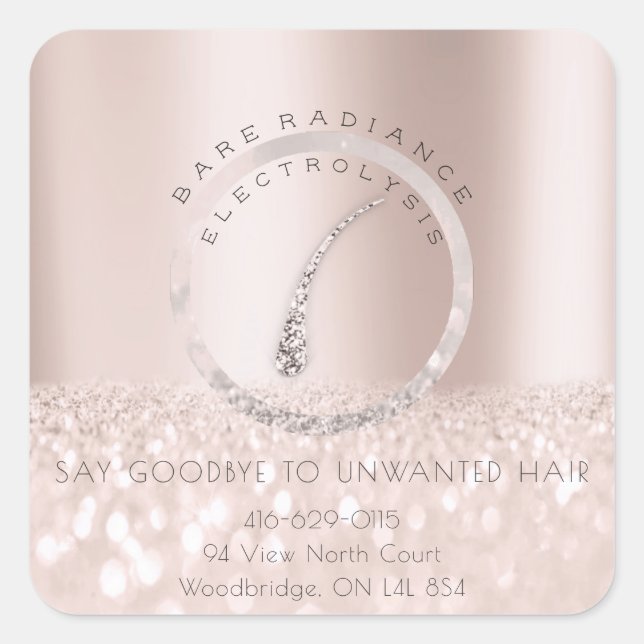 Pegatina Cuadrada Rosa de dirección de eliminación del pelo de elect (Anverso)