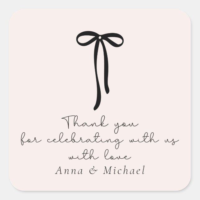 Pegatina Cuadrada rosa de leche elegante Gracias (Anverso)