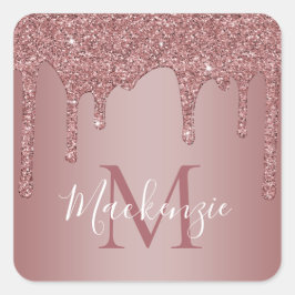 Pegatina Cuadrada Rosa de lujo Perforaciones de Purpurina de espuma 