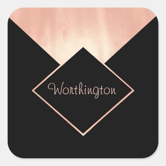 Pegatina Cuadrada Rosa de negocios promocional Gold Metallic Feminin (Anverso)