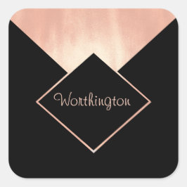 Pegatina Cuadrada Rosa de negocios promocional Gold Metallic Feminin