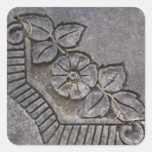 Pegatina Cuadrada Rosa de piedra
