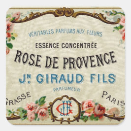 Pegatina Cuadrada Rosa de Provance un Perfume Francés