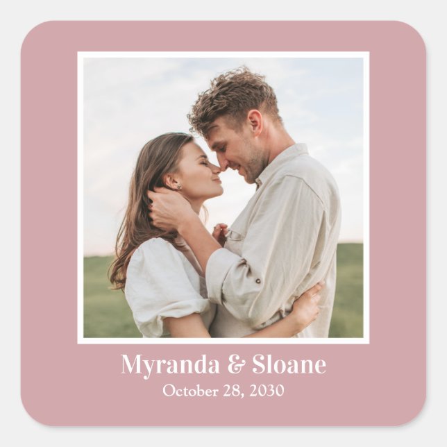 Pegatina Cuadrada Rosa Dusty de cena de ensayo fotográfico (Anverso)