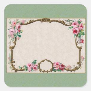 Pegatina Cuadrada Rosa francés antiguo Perfume Blank