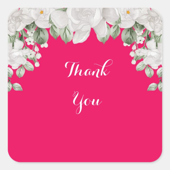 Pegatina Cuadrada rosa fucsia (Anverso)