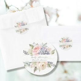 Pegatina Cuadrada Rosa Garden Sweet Butterfly Pink Baby Shower