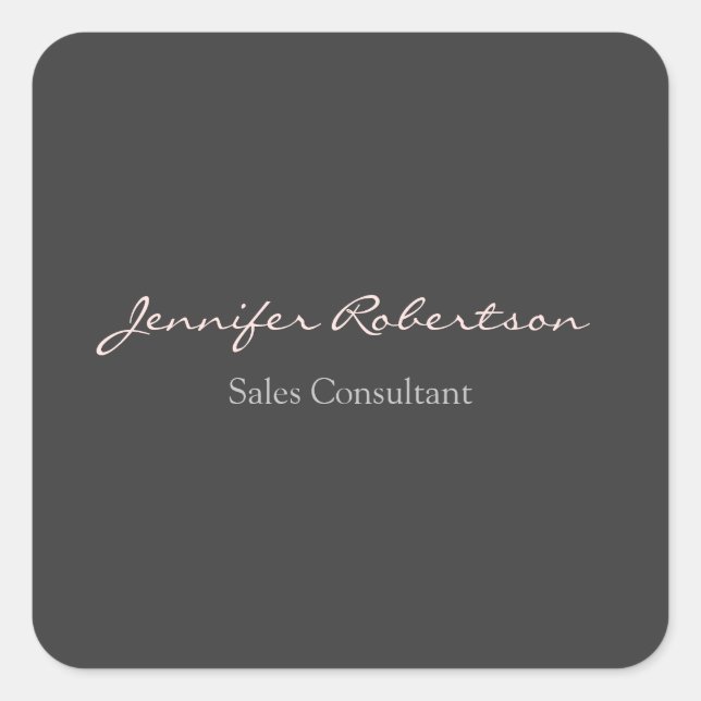 Pegatina Cuadrada Rosa Gris Misty Moderno Único (Anverso)