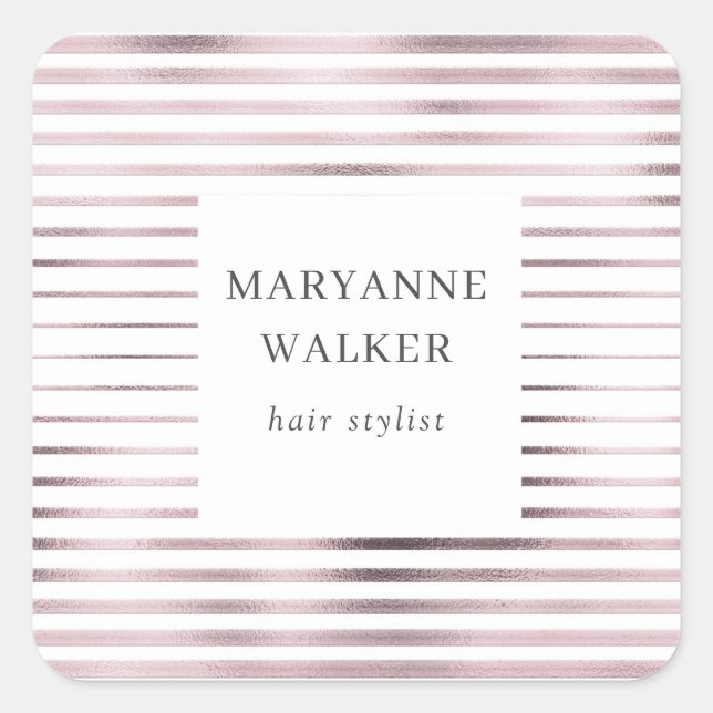 Pegatina Cuadrada rosa metálico rayas de Relieve metalizado de oro m (Anverso)