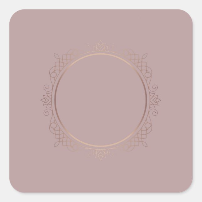 Pegatina Cuadrada Rosa moderno de moda Gold Blank Plantilla Añadir t (Anverso)