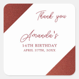 Pegatina Cuadrada Rosa moderno Purpurina de cobre dorado dulce 16 cu