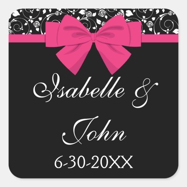 Pegatina Cuadrada Rosa negra y blanca rosada (Anverso)