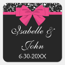 Pegatina Cuadrada Rosa negra y blanca rosada