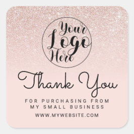 Pegatina Cuadrada Rosa Ombre Purpurina Rosa