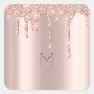 Pegatina Cuadrada Rosa Oro Rubor Perforaciones mínimas de chispa Mon