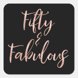 Pegatina Cuadrada Rosa Relieve metalizado dorado Cincuenta y Fabulos