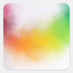 Pegatina Cuadrada Rosa Rojo Amarillo Naranja Azul Verde Colorido Mod