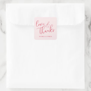 Pegatina Cuadrada Rosa Romántico Amor Gracias