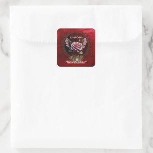 Pegatina Cuadrada Rosa Steampunk