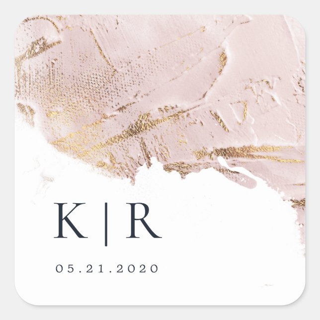 Pegatina Cuadrada rosa texturizado Relieve metalizado de imitación d (Anverso)