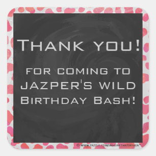 Pegatina Cuadrada Rosa y blanco dálmata con monograma