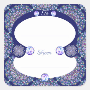 Pegatina Cuadrada Rosario azul