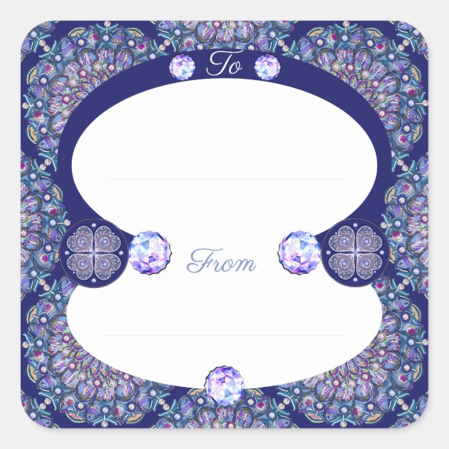 Pegatina Cuadrada Rosario azul (Anverso)