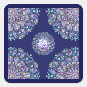 Pegatina Cuadrada Rosario azul