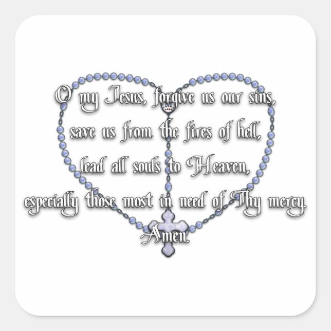 Pegatina Cuadrada Rosario de Medalla Milagrosa - Oración Fátima (Anverso)