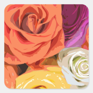 Pegatina Cuadrada Rosas