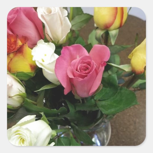 Pegatina Cuadrada Rosas (Anverso)