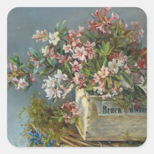 Pegatina Cuadrada Rosas alpinos en una ventana - Andreas Lach