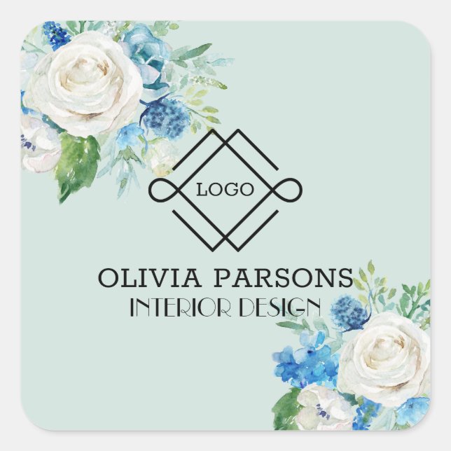 Pegatina Cuadrada Rosas blancas (Anverso)