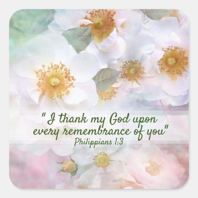 Pegatina Cuadrada Rosas blancas de bonito (Anverso)