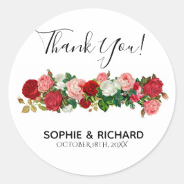 Pegatina Cuadrada Rosas BURGUNDY FLORES DE GARLAND GRACIAS