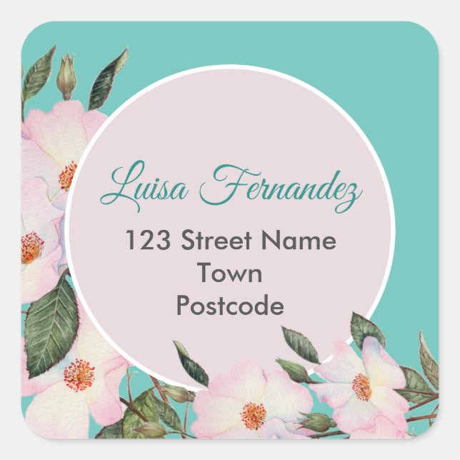 Pegatina Cuadrada Rosas de acuarela Ballerina Círculo de Dirección F (Anverso)