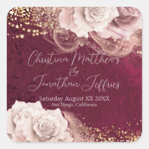 Rosas de acuarela romántica en Boda de Borgoña